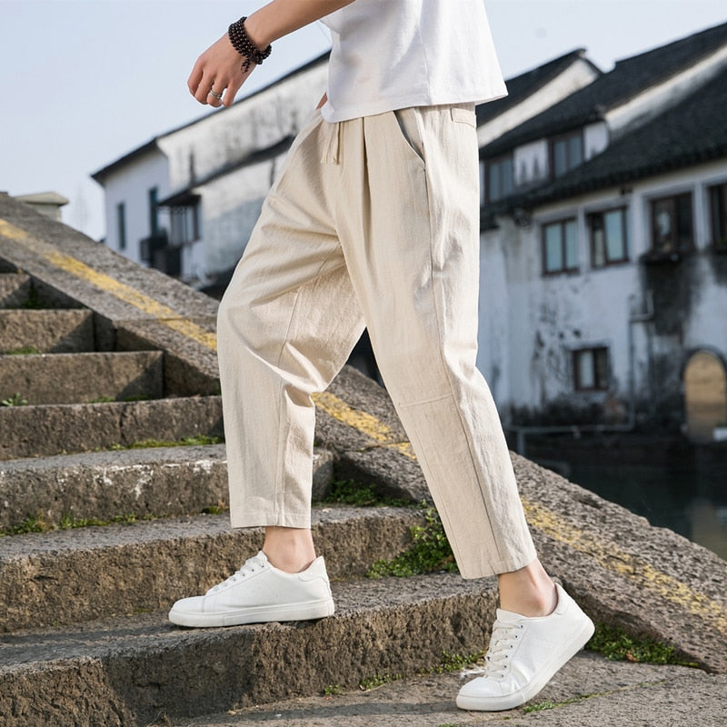 Calça Casual de Linho Masculina